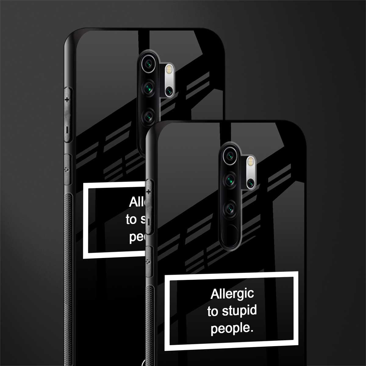 allergic to stupid people black glass case for redmi note 8 pro image-2