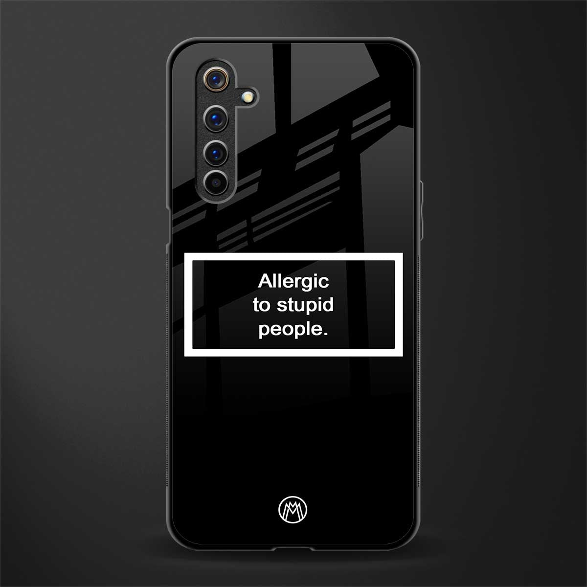allergic to stupid people black glass case for realme 6 pro image