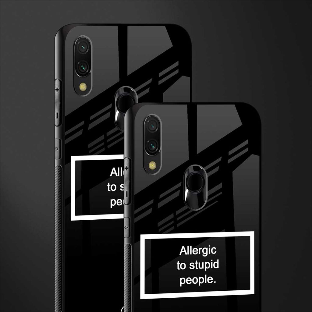 allergic to stupid people black glass case for redmi note 7s image-2