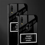 allergic to stupid people black glass case for redmi note 7s image-2
