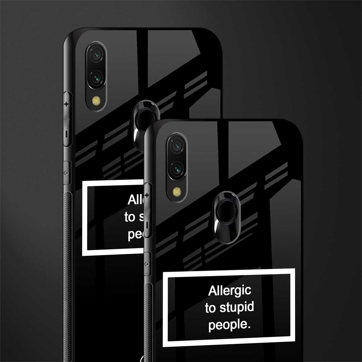allergic to stupid people black glass case for redmi note 7s image-2