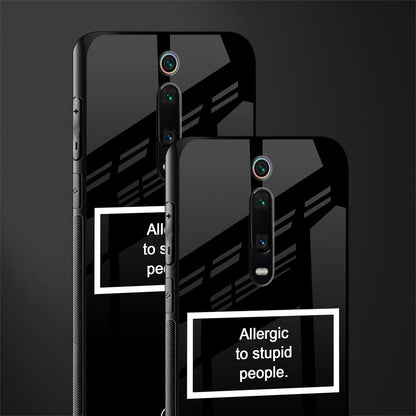 allergic to stupid people black glass case for redmi k20 pro image-2