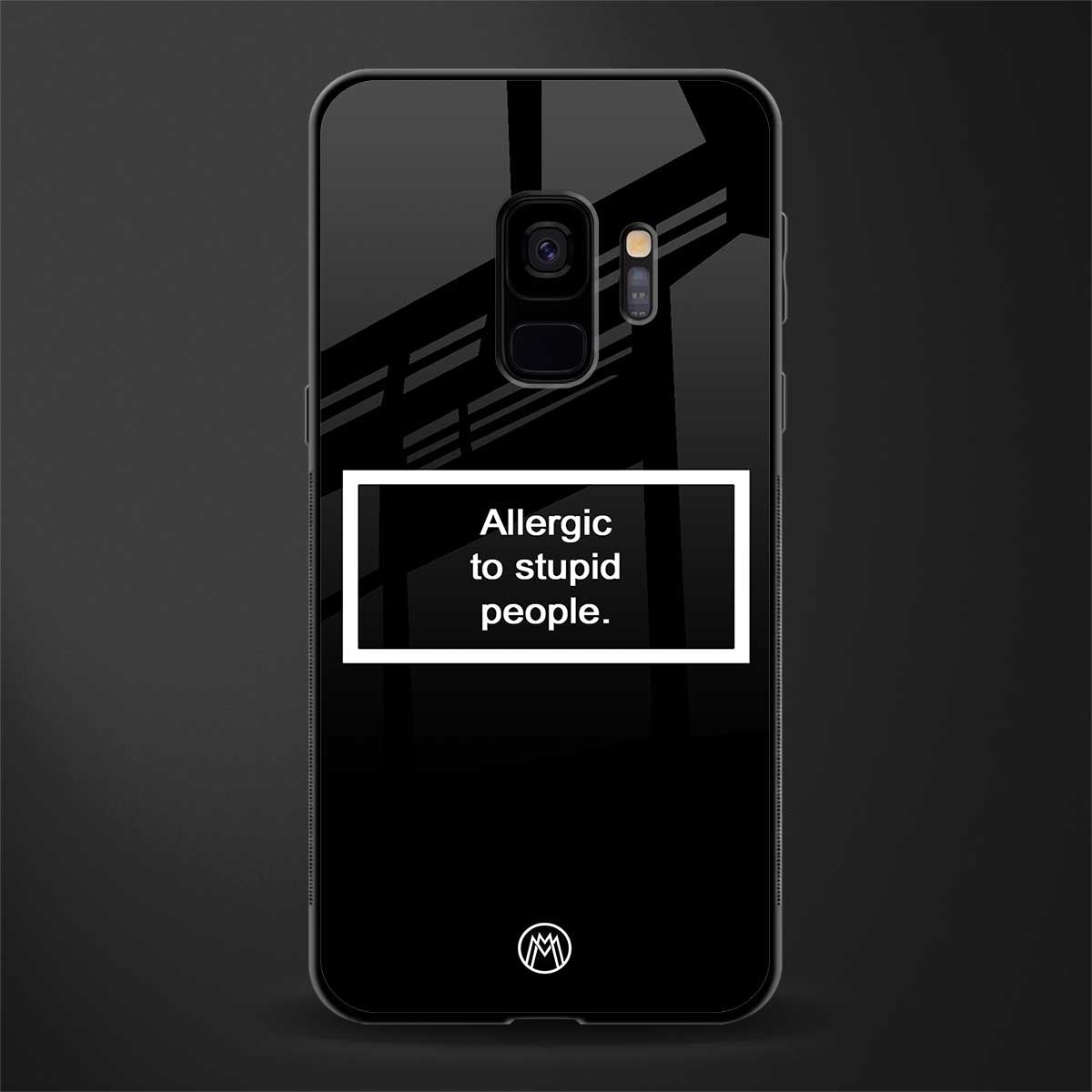 allergic to stupid people black glass case for samsung galaxy s9 image
