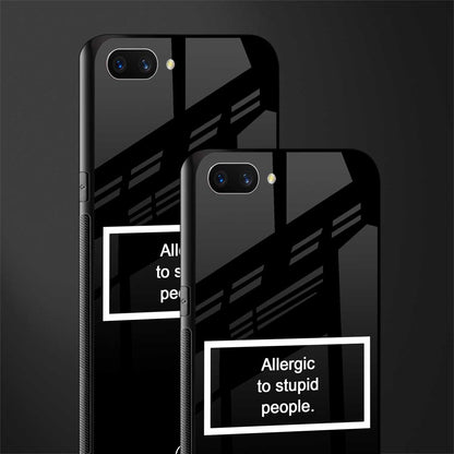 allergic to stupid people black glass case for oppo a3s image-2