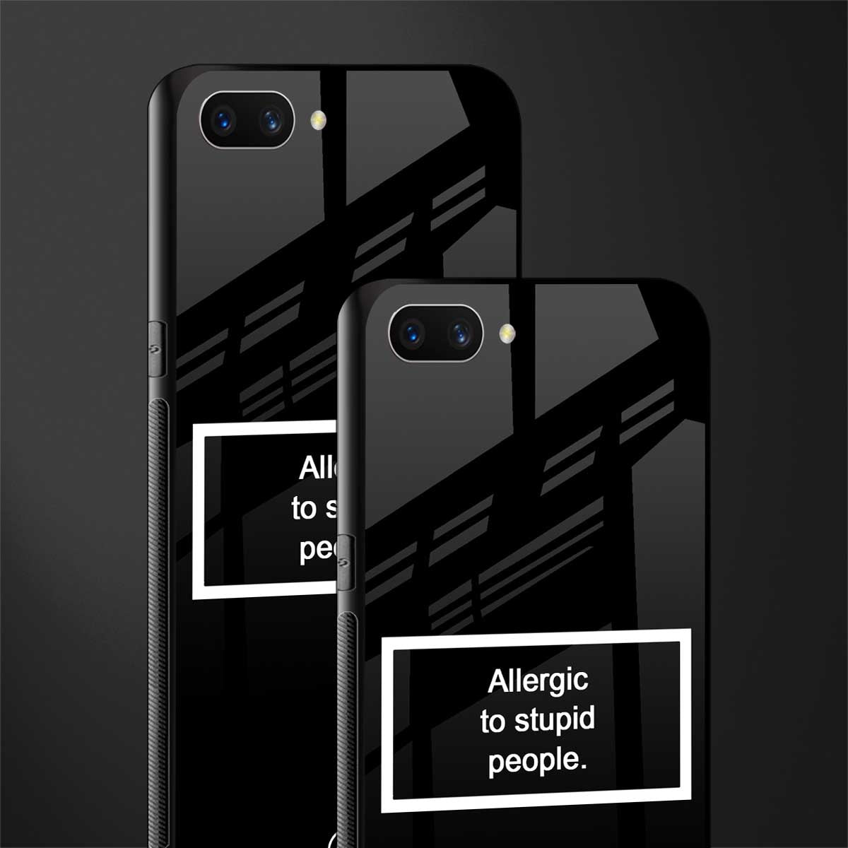 allergic to stupid people black glass case for realme c1 image-2