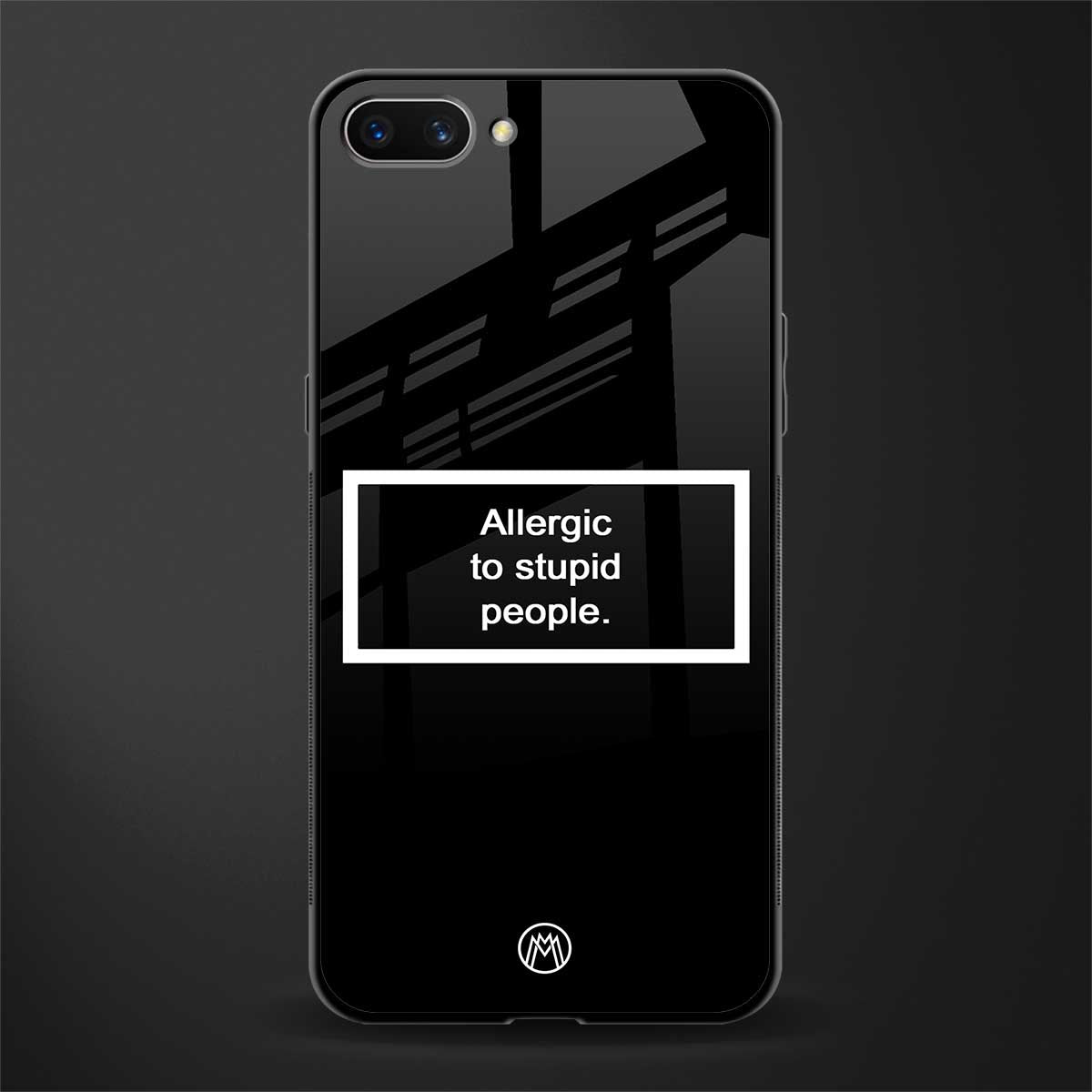 allergic to stupid people black glass case for realme c1 image