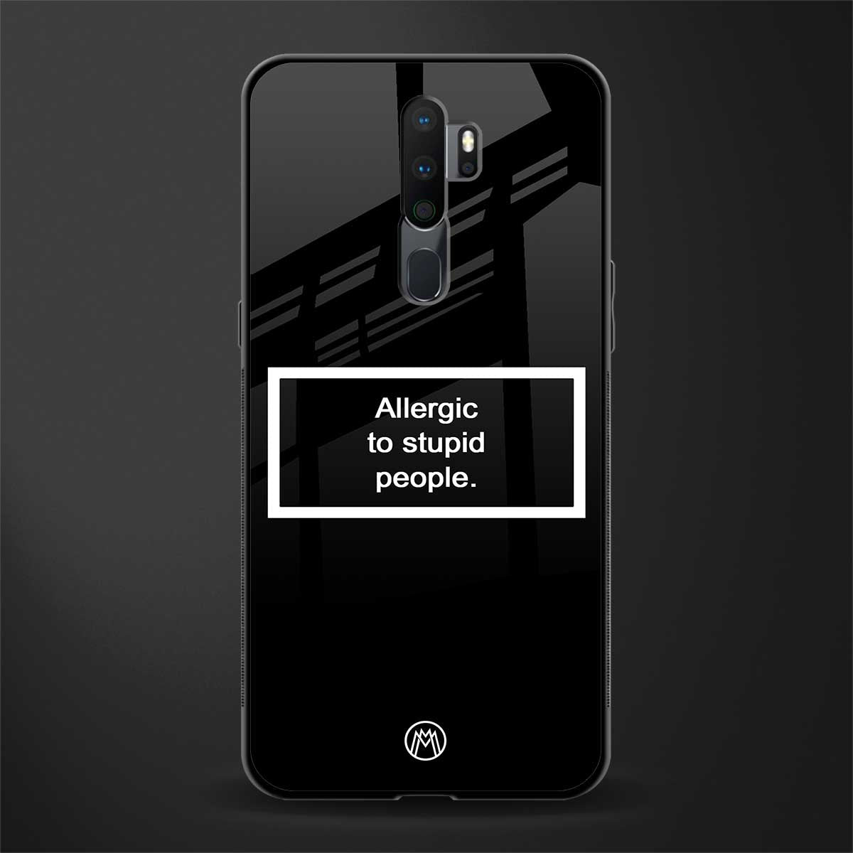 allergic to stupid people black glass case for oppo a5 2020 image