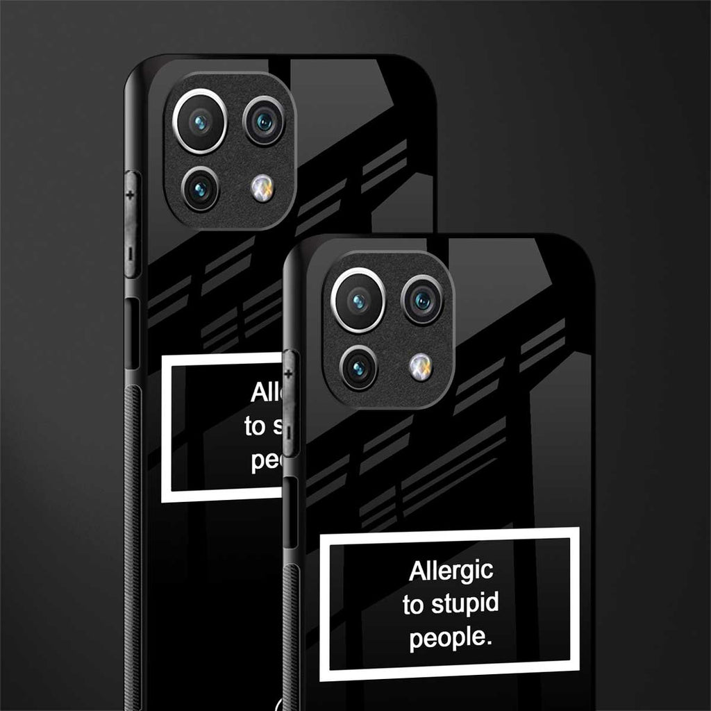 allergic to stupid people black glass case for mi 11 lite image-2