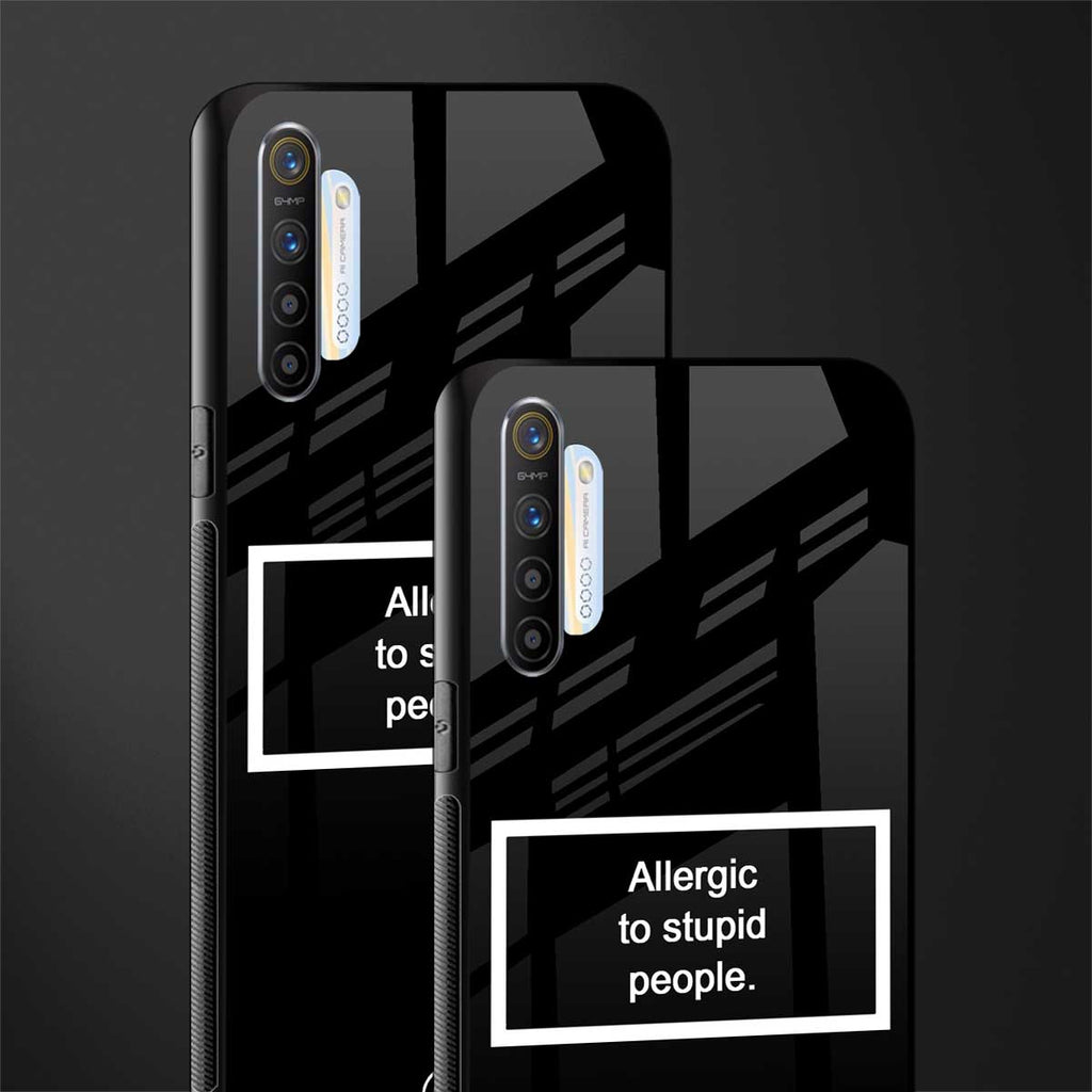 allergic to stupid people black glass case for realme xt image-2