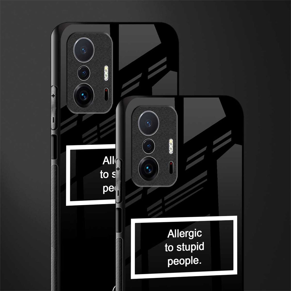 allergic to stupid people black glass case for mi 11t pro 5g image-2