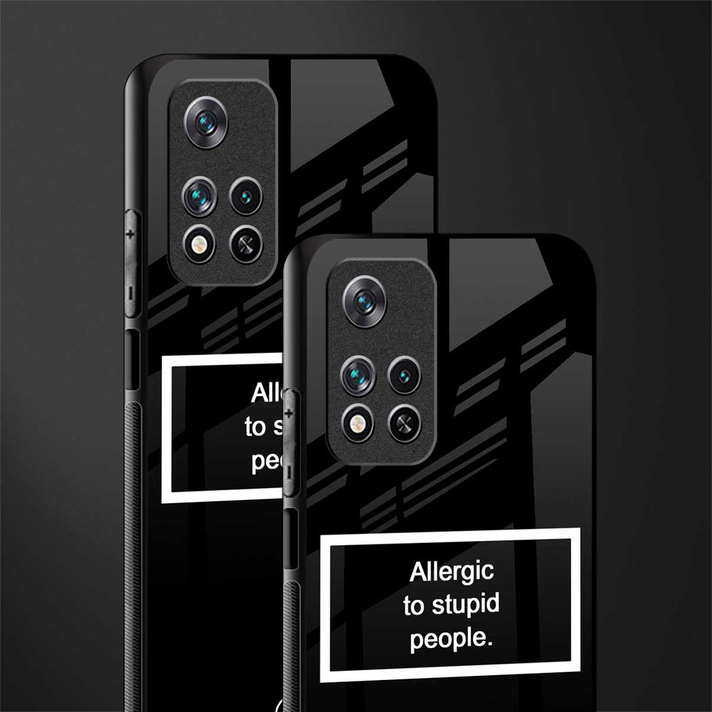 allergic to stupid people black glass case for xiaomi 11i 5g image-2
