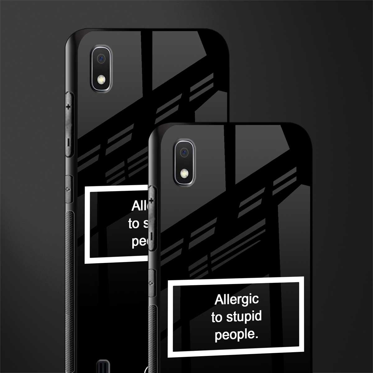 allergic to stupid people black glass case for samsung galaxy a10 image-2