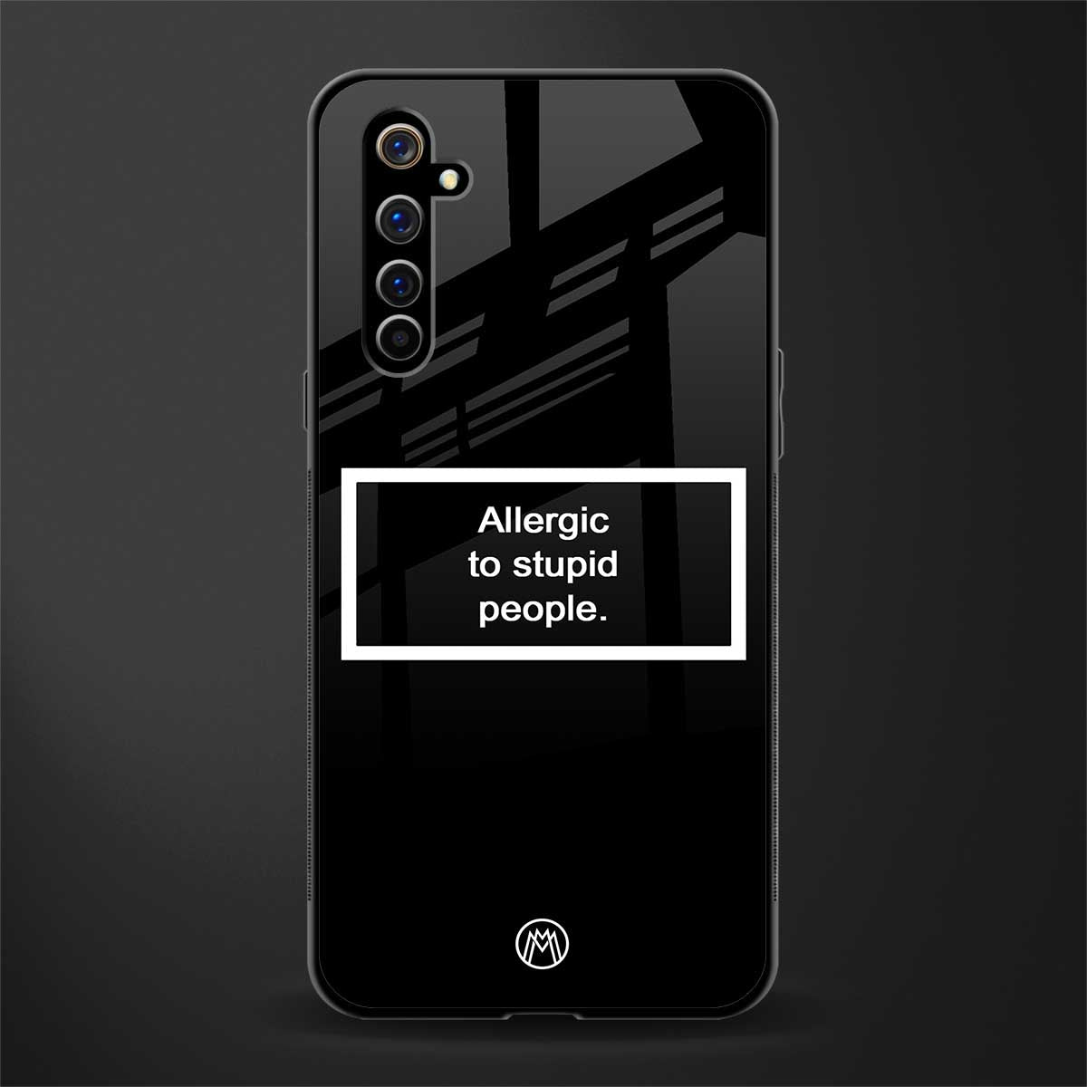 allergic to stupid people black glass case for realme x50 pro image