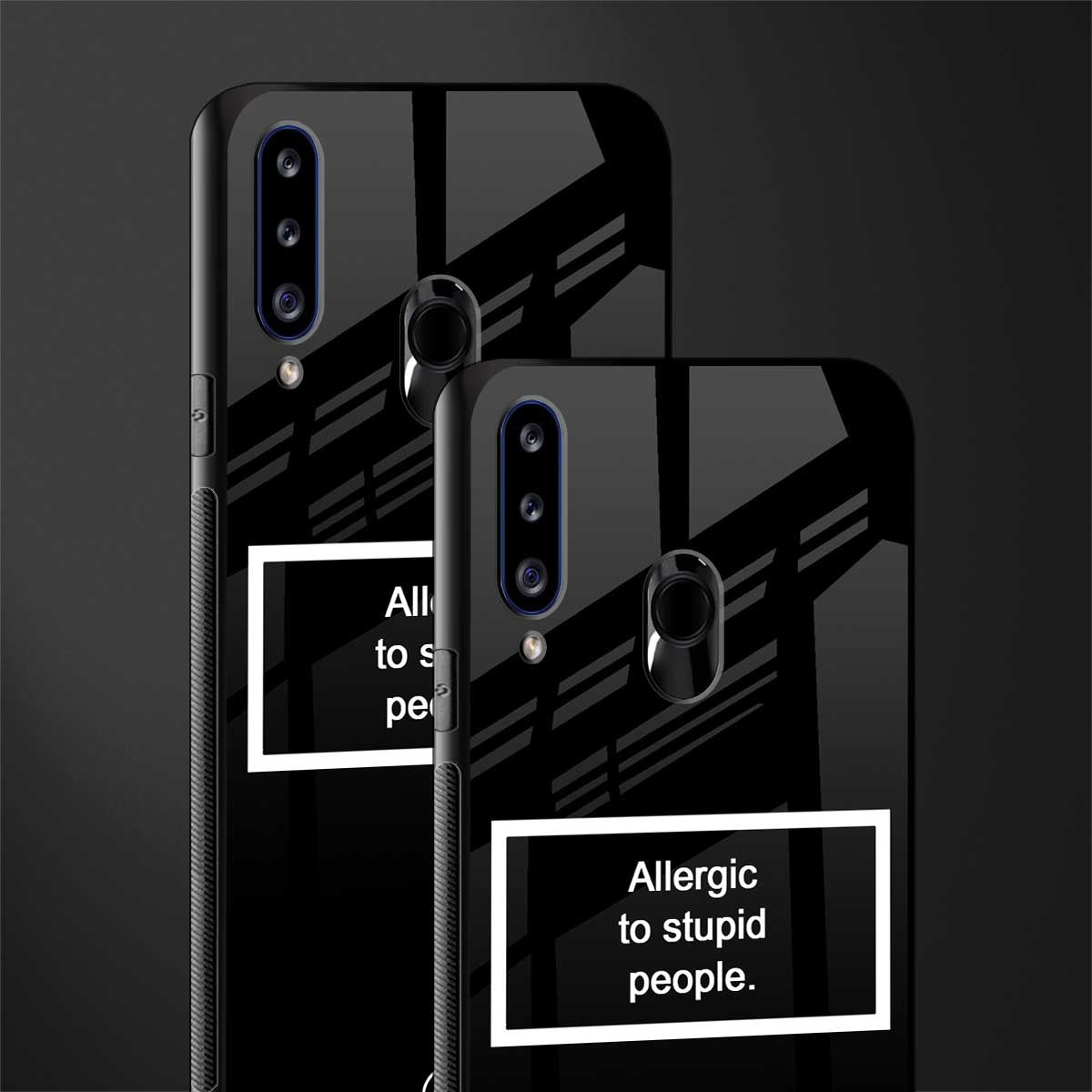 allergic to stupid people black glass case for samsung galaxy a20s image-2