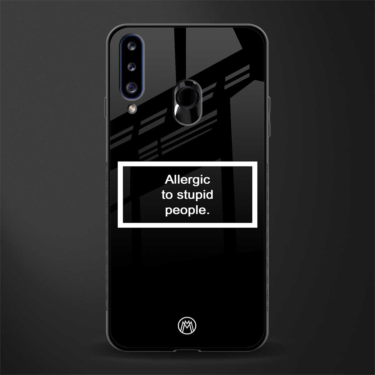 allergic to stupid people black glass case for samsung galaxy a20s image