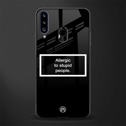 allergic to stupid people black glass case for samsung galaxy a20s image