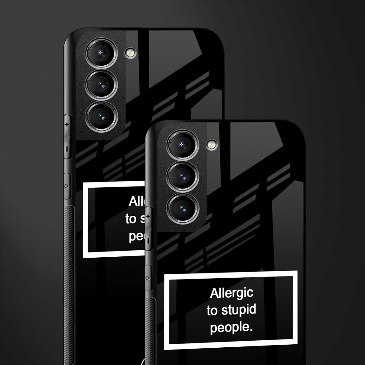 allergic to stupid people black glass case for samsung galaxy s21 fe 5g image-2