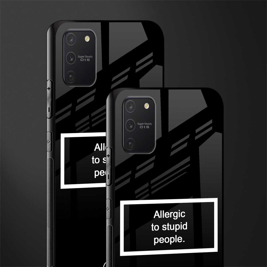 allergic to stupid people black glass case for samsung galaxy s10 lite image-2