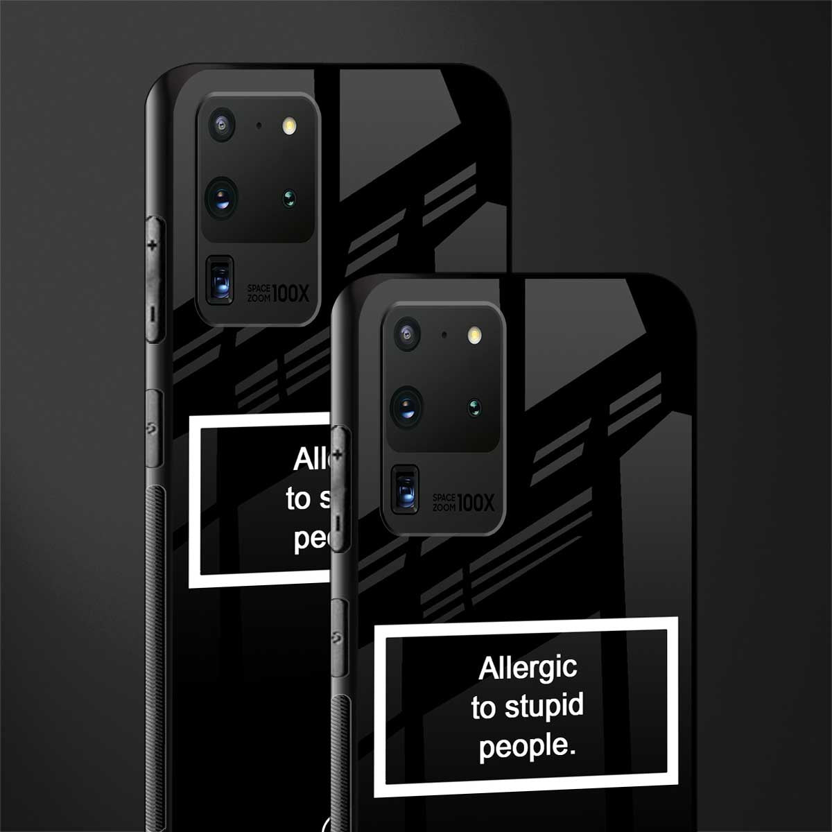 allergic to stupid people black glass case for samsung galaxy s20 ultra image-2