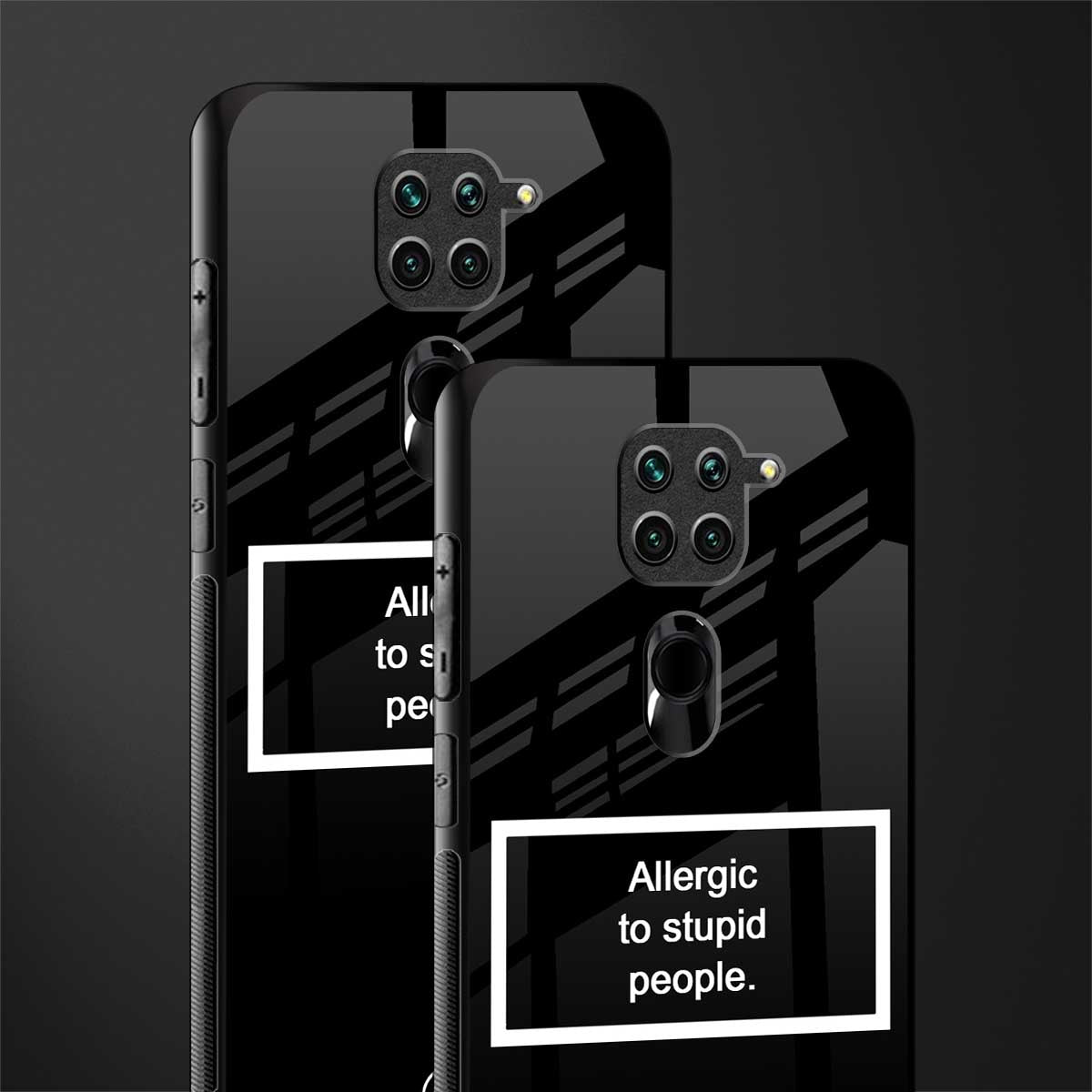 allergic to stupid people black glass case for redmi note 9 image-2