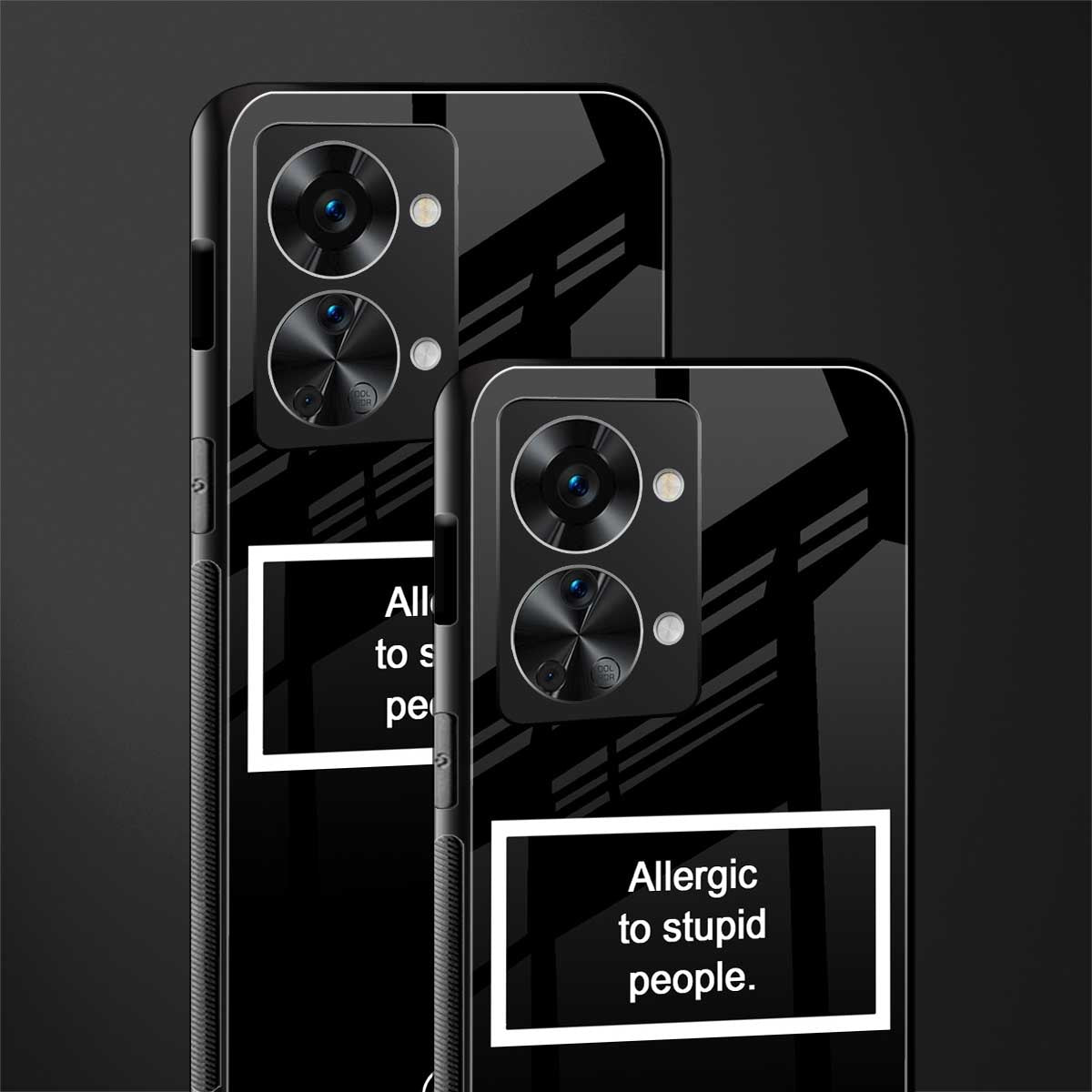 allergic to stupid people black glass case for phone case | glass case for oneplus nord 2t 5g