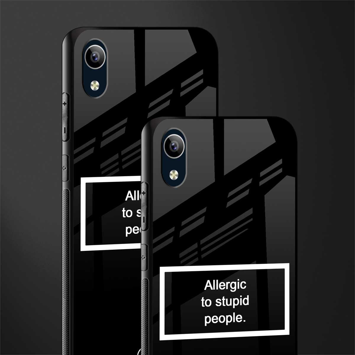 allergic to stupid people black glass case for vivo y91i image-2