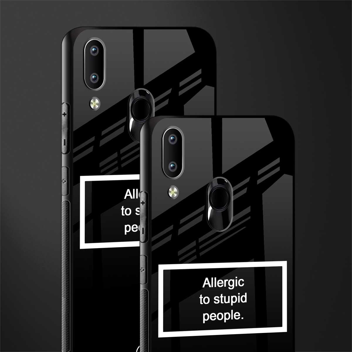 allergic to stupid people black glass case for vivo y91 image-2