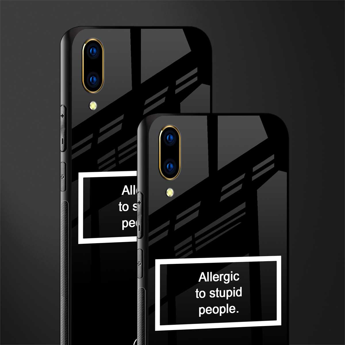 allergic to stupid people black glass case for vivo v11 pro image-2