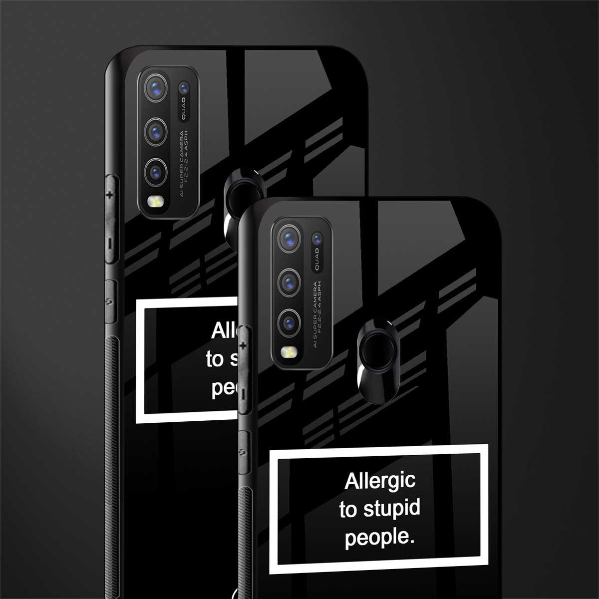 allergic to stupid people black glass case for vivo y30 image-2
