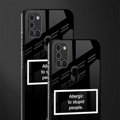 allergic to stupid people black glass case for samsung galaxy a21s image-2