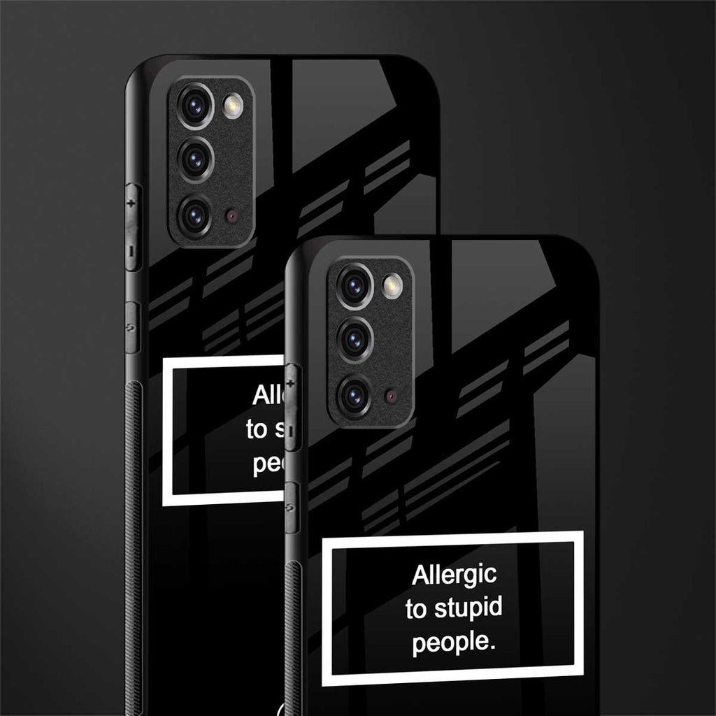 allergic to stupid people black glass case for samsung galaxy note 20 image-2