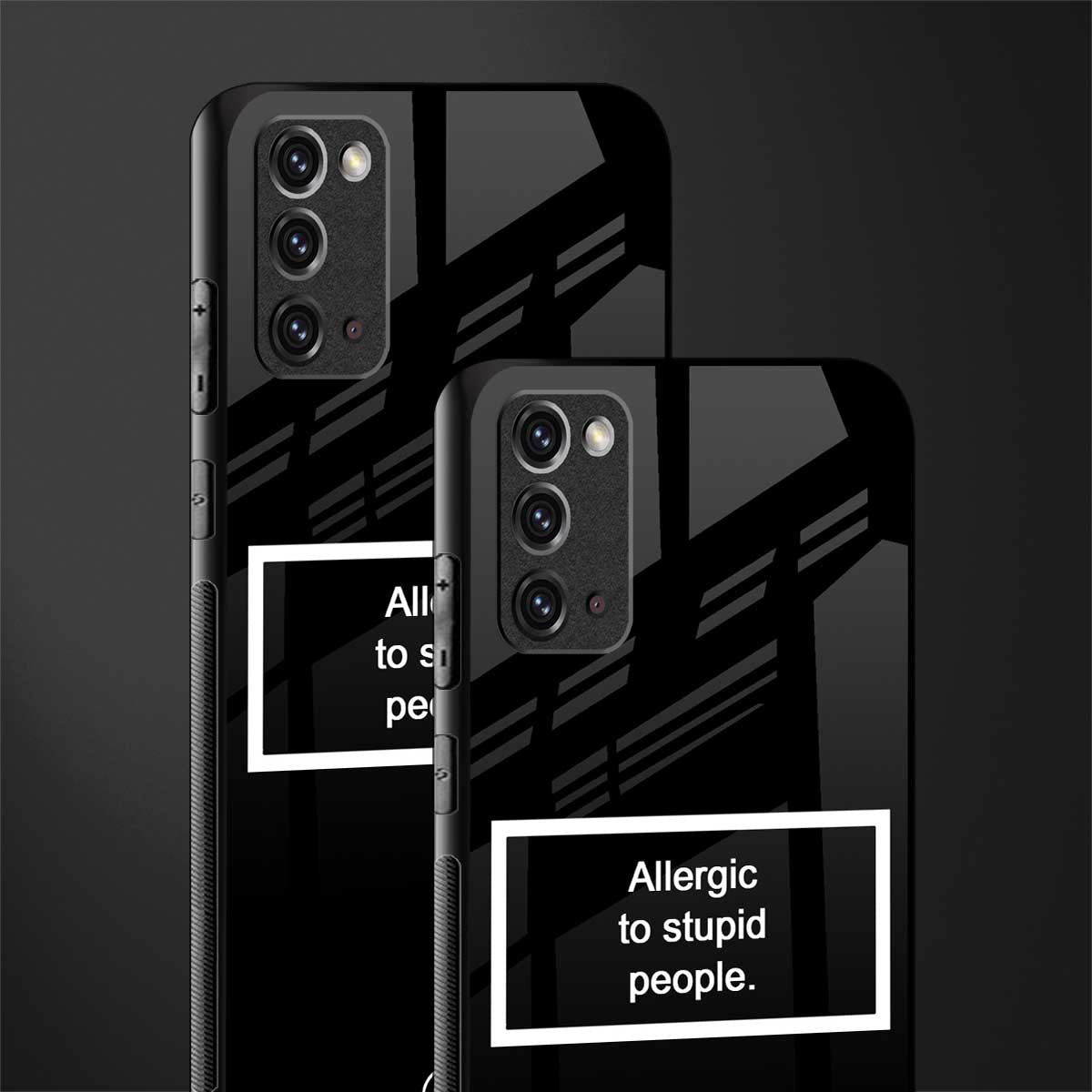allergic to stupid people black glass case for samsung note 20 image-2
