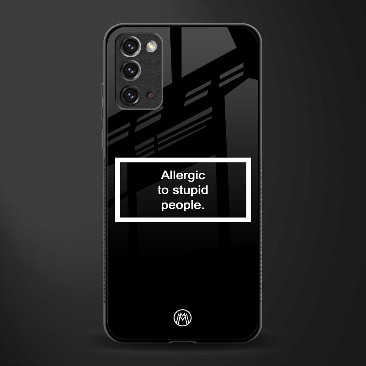 allergic to stupid people black glass case for samsung note 20 image