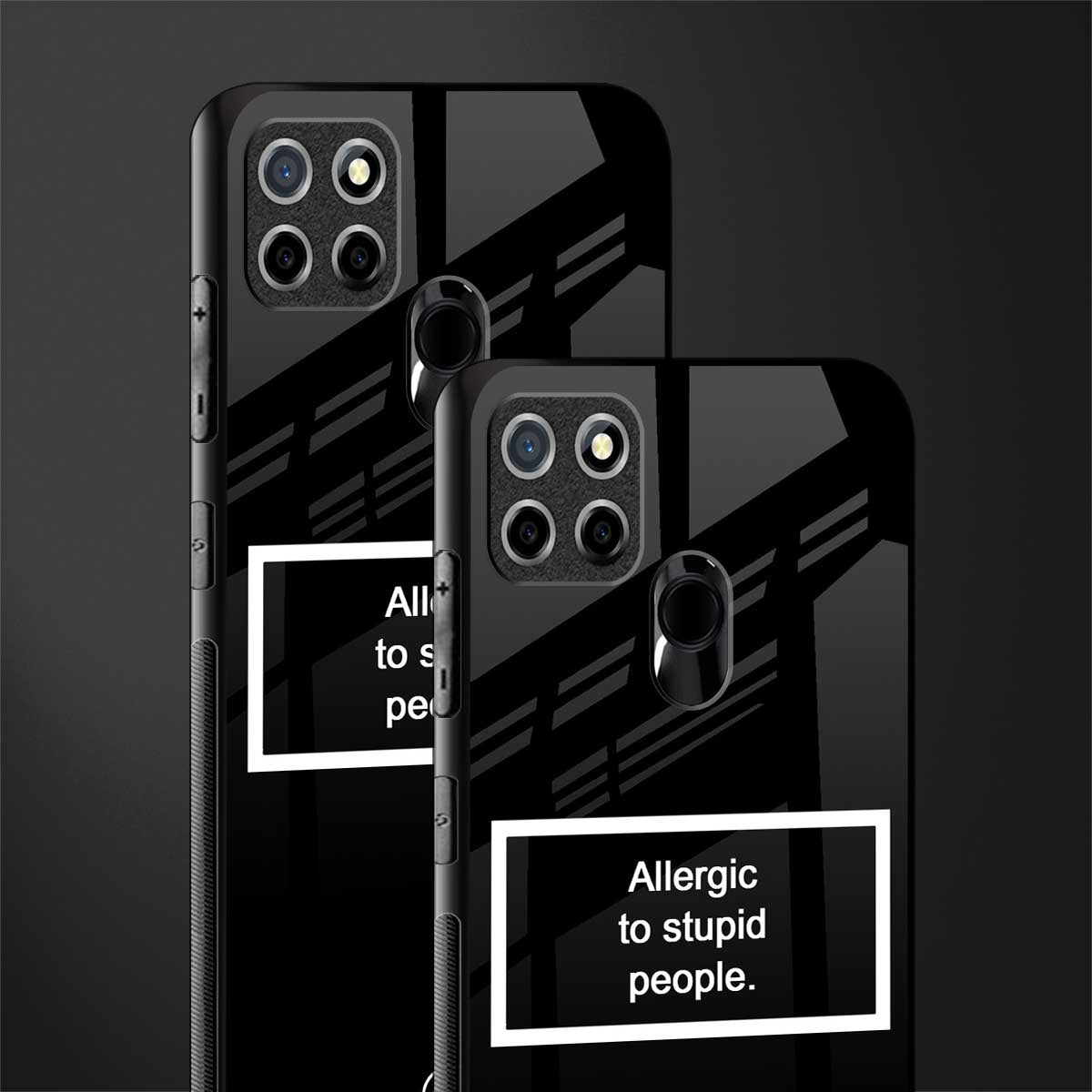 allergic to stupid people black glass case for realme c25 realme c25s image-2