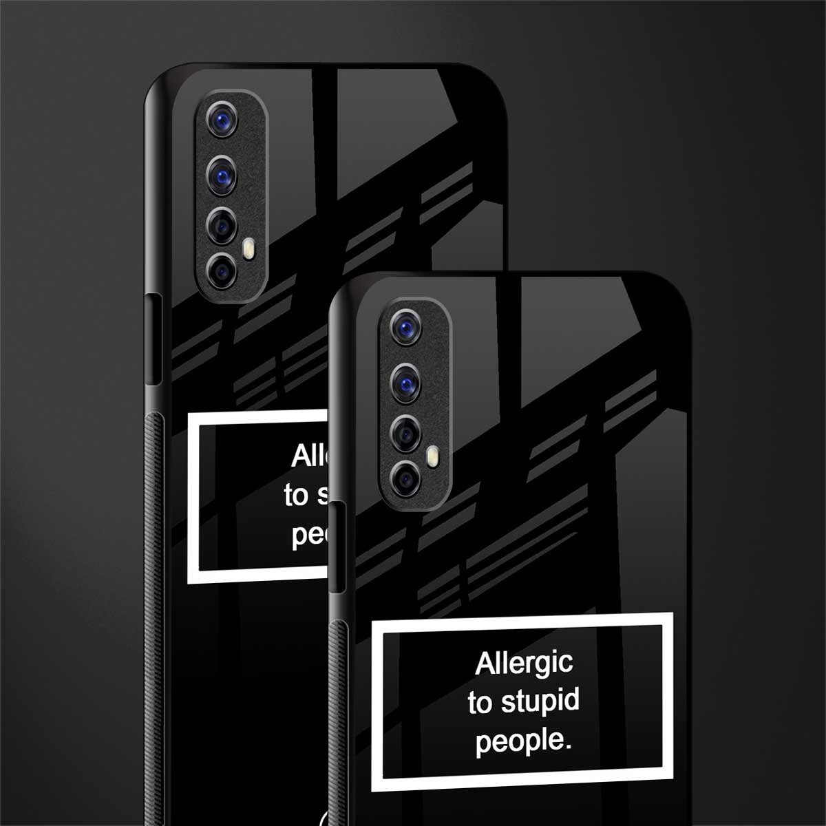 allergic to stupid people black glass case for realme 7 image-2