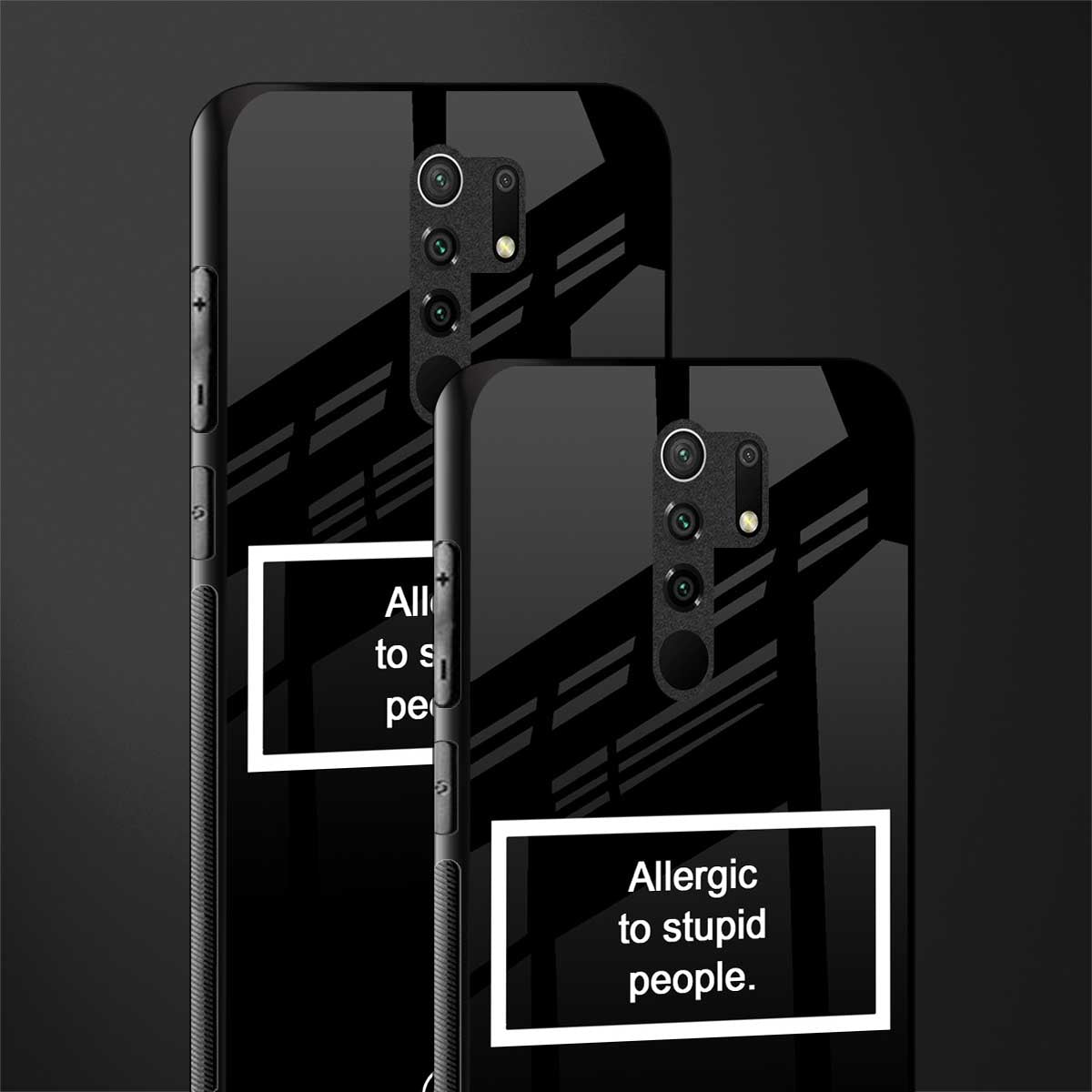 allergic to stupid people black glass case for redmi 9 prime image-2
