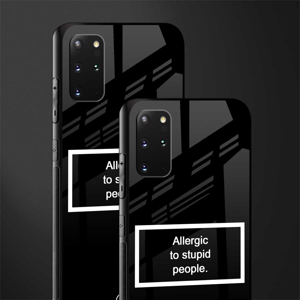 allergic to stupid people black glass case for samsung galaxy s20 plus image-2
