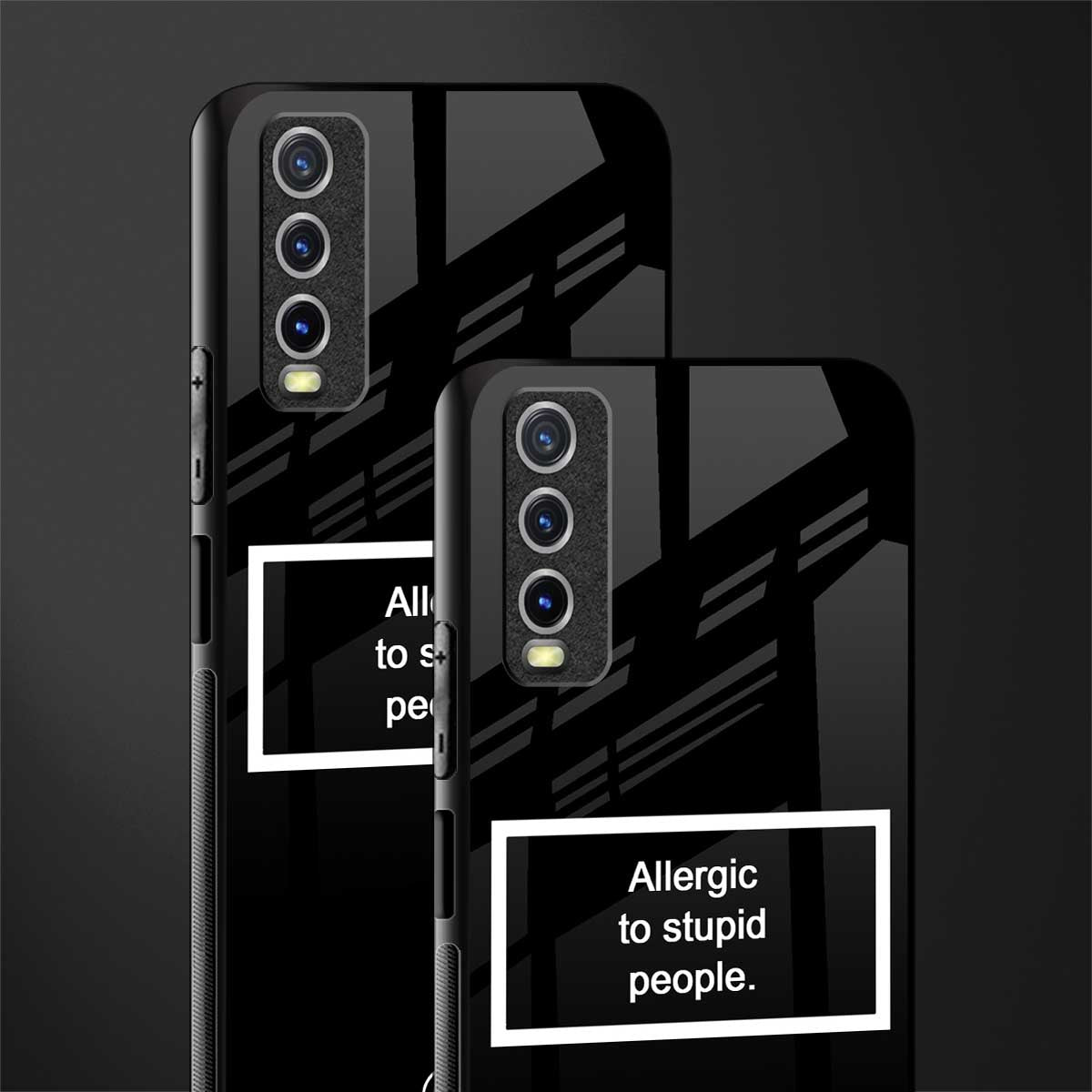 allergic to stupid people black glass case for vivo y20i vivo y20t image-2