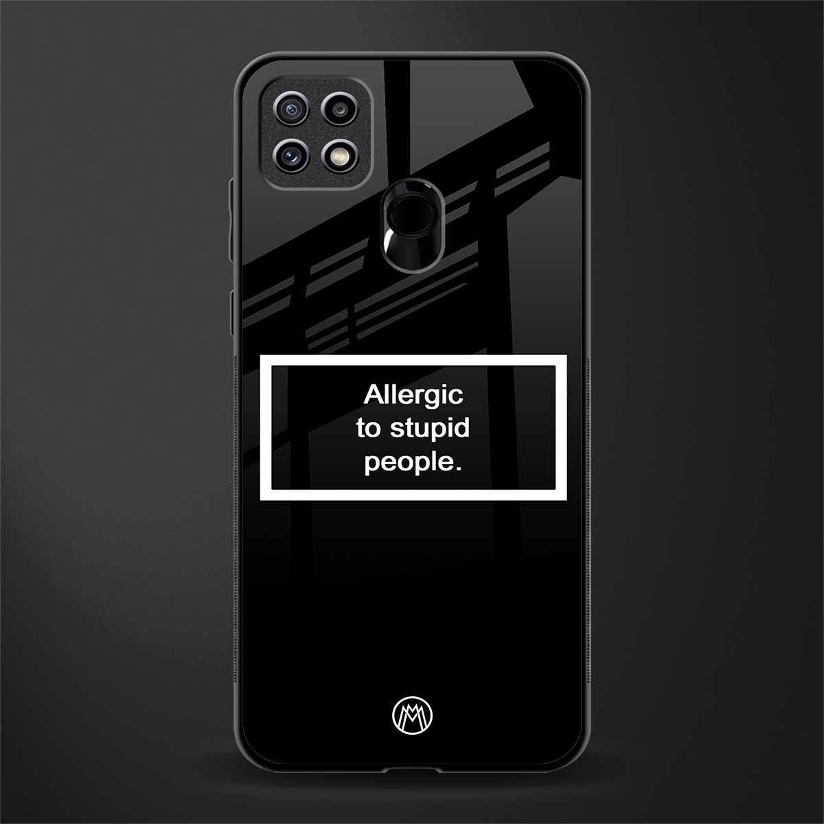 allergic to stupid people black glass case for oppo a15 image