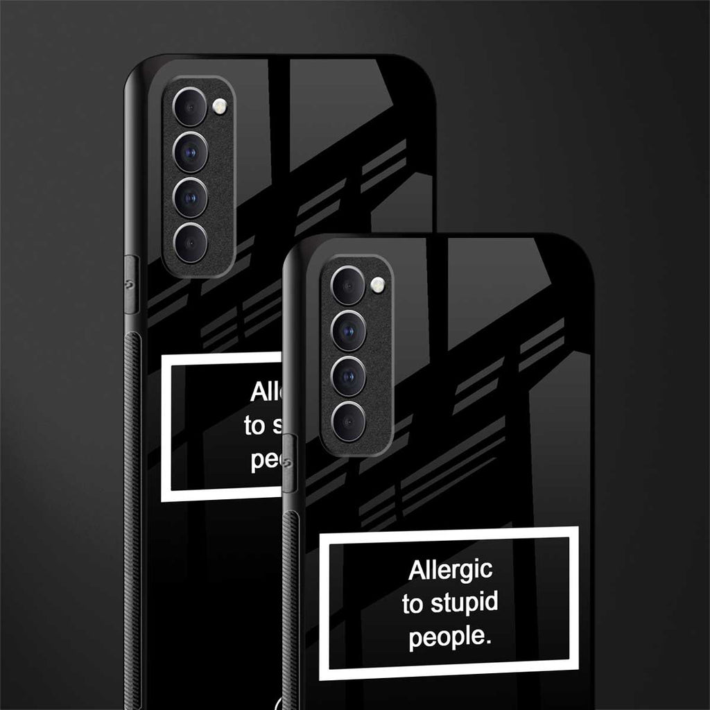 allergic to stupid people black glass case for oppo reno 4 pro image-2