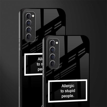 allergic to stupid people black glass case for oppo reno 4 pro image-2