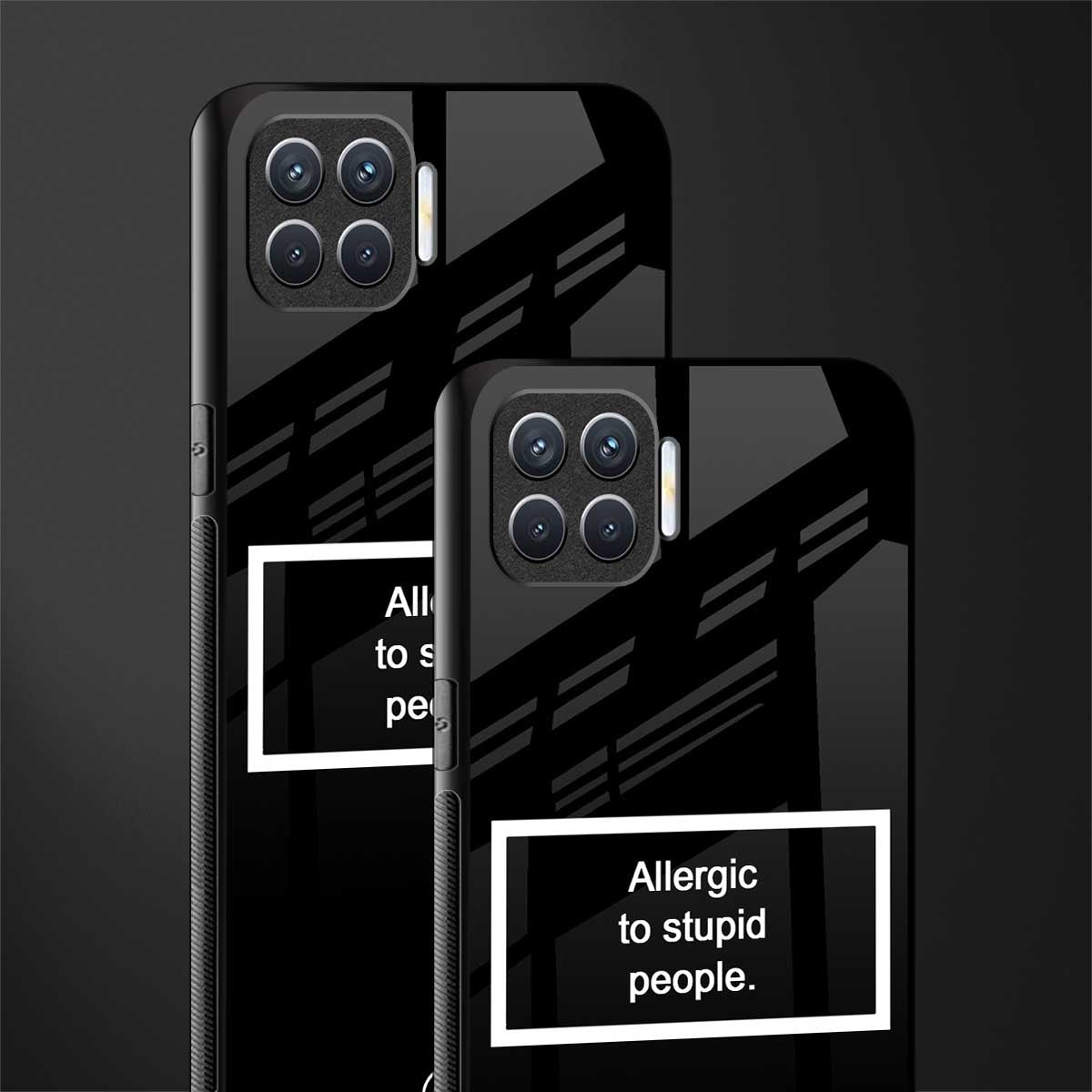 allergic to stupid people black glass case for oppo f17 image-2