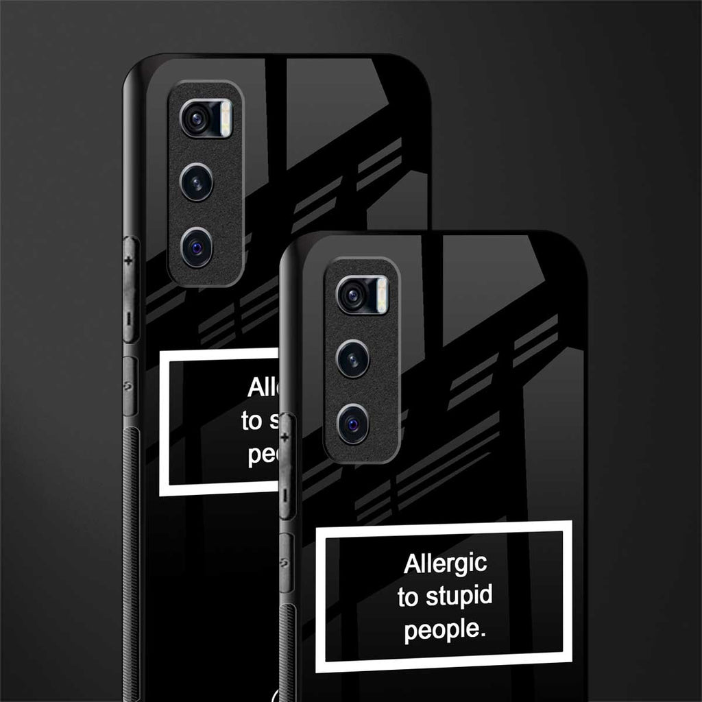 allergic to stupid people black glass case for vivo v20 se image-2
