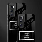 allergic to stupid people black glass case for vivo v20 se image-2