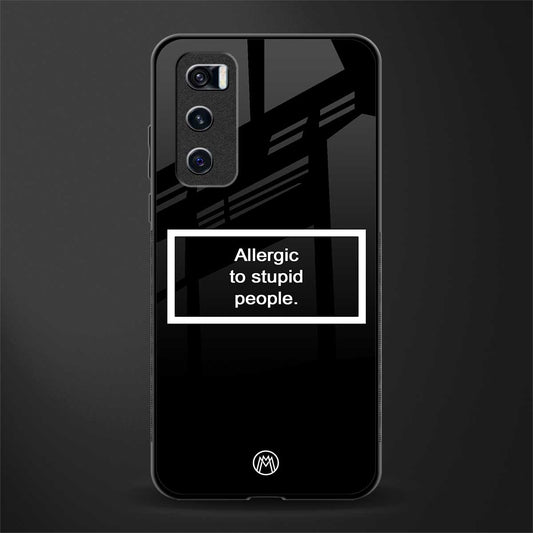 allergic to stupid people black glass case for vivo v20 se image