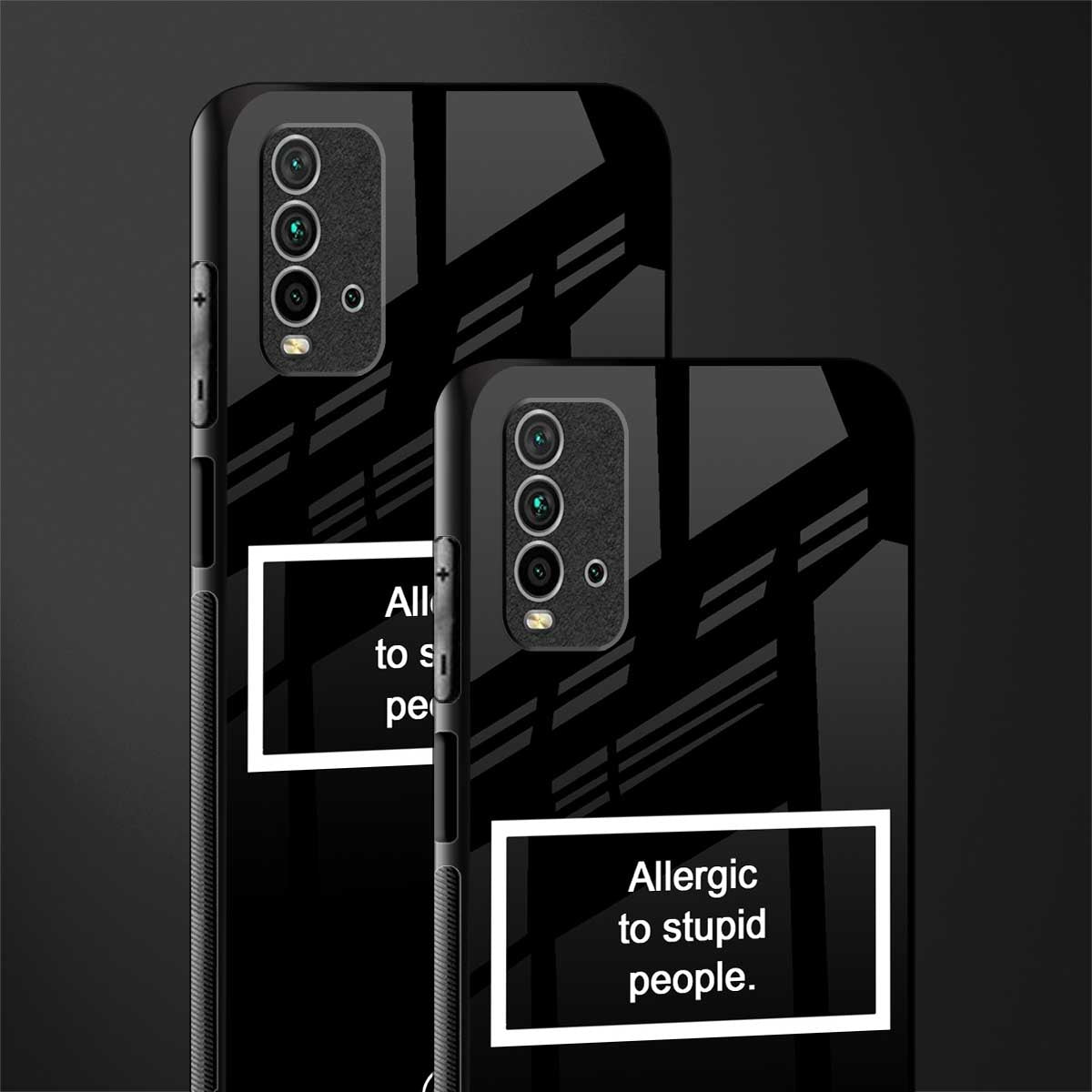 allergic to stupid people black glass case for redmi 9 power image-2