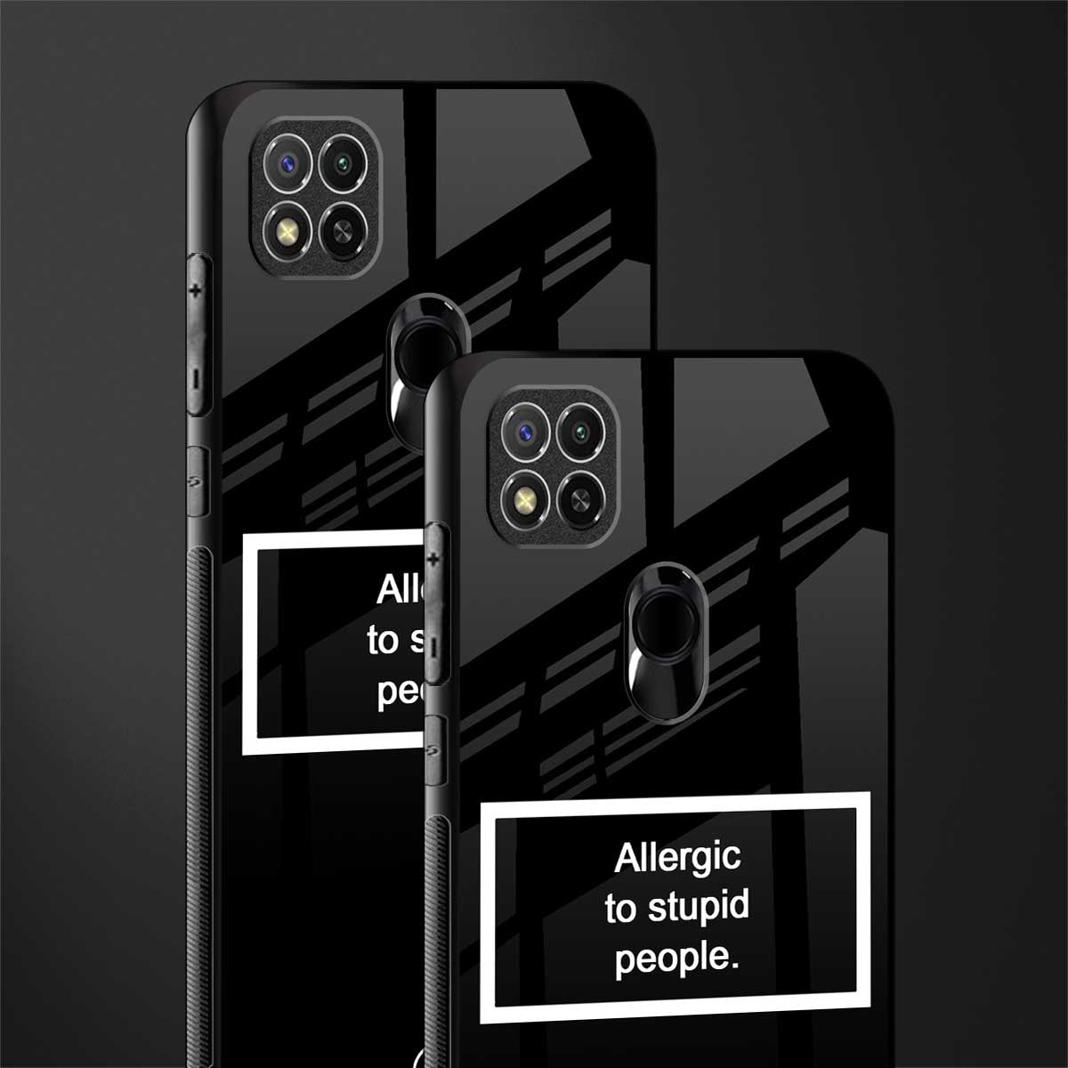allergic to stupid people black glass case for redmi 9 image-2