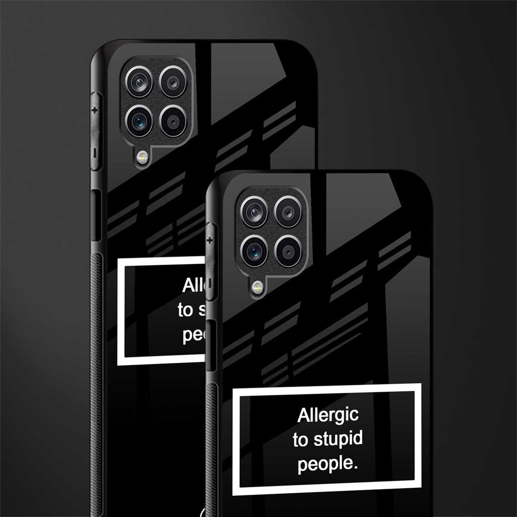 allergic to stupid people black glass case for samsung galaxy a12 image-2