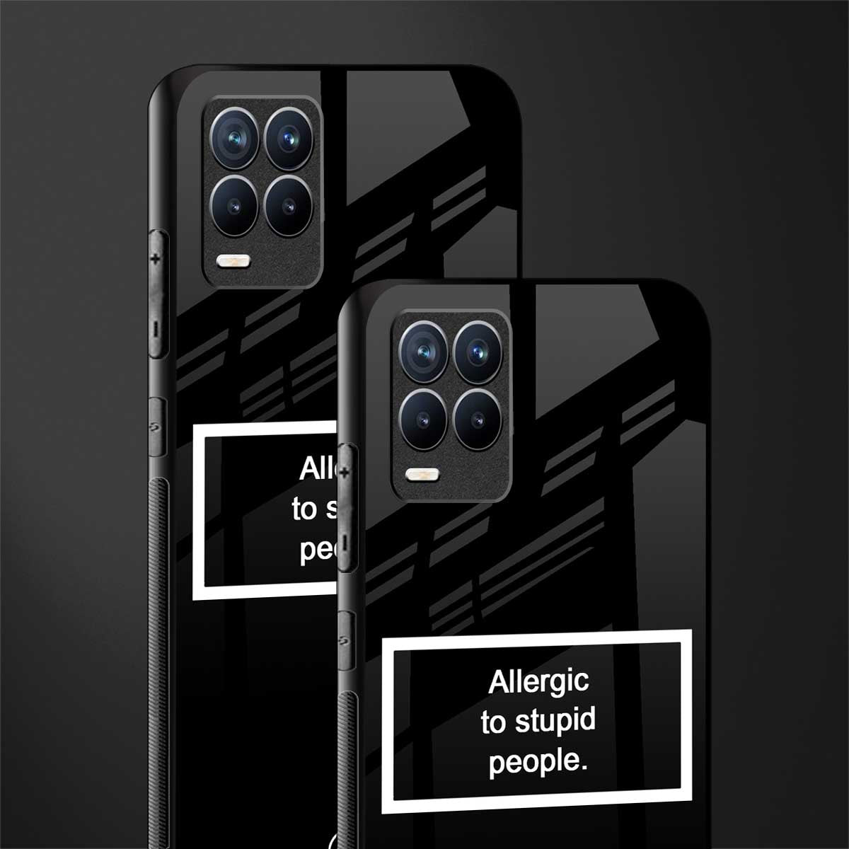 allergic to stupid people black glass case for realme 8 4g image-2