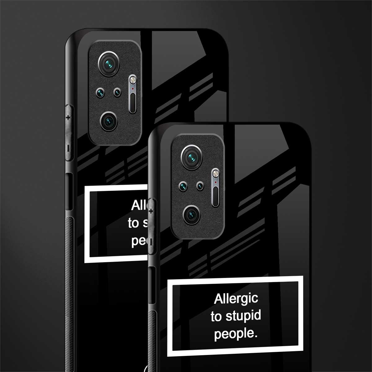 allergic to stupid people black glass case for redmi note 10 pro image-2